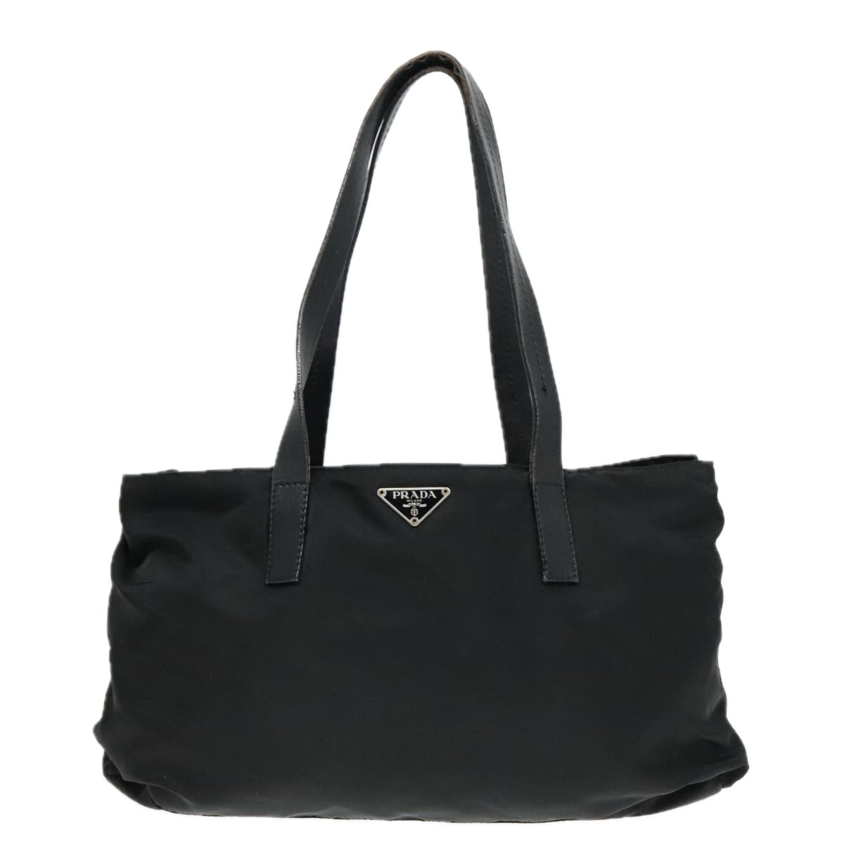 PRADA Hand Bag Nylon Black Silver Auth bs18317