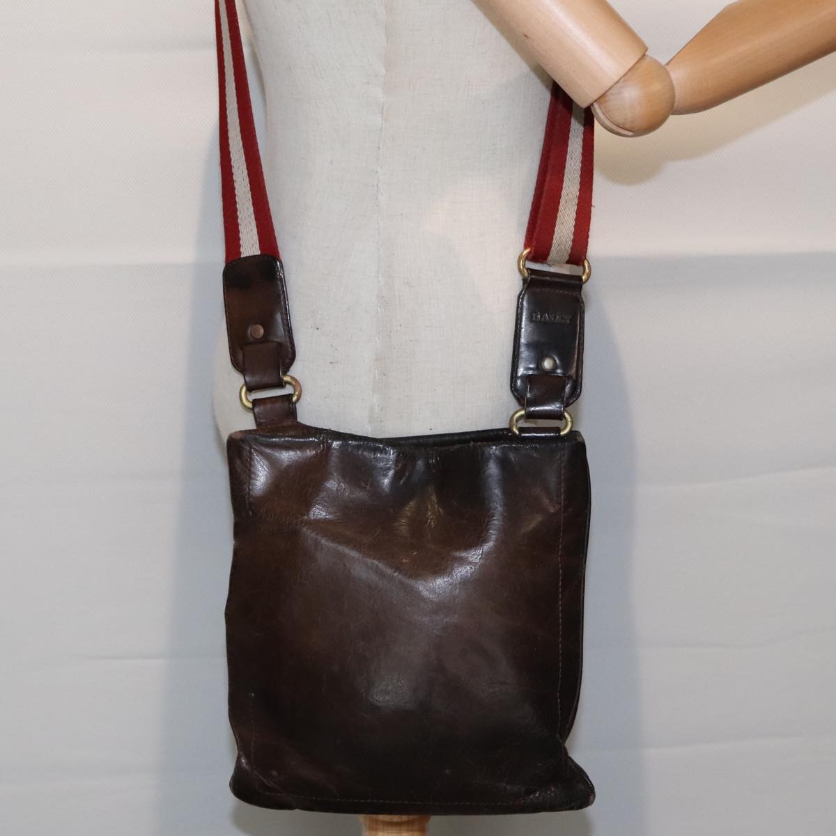 BALLY Shoulder Bag Leather Brown Auth bs18323