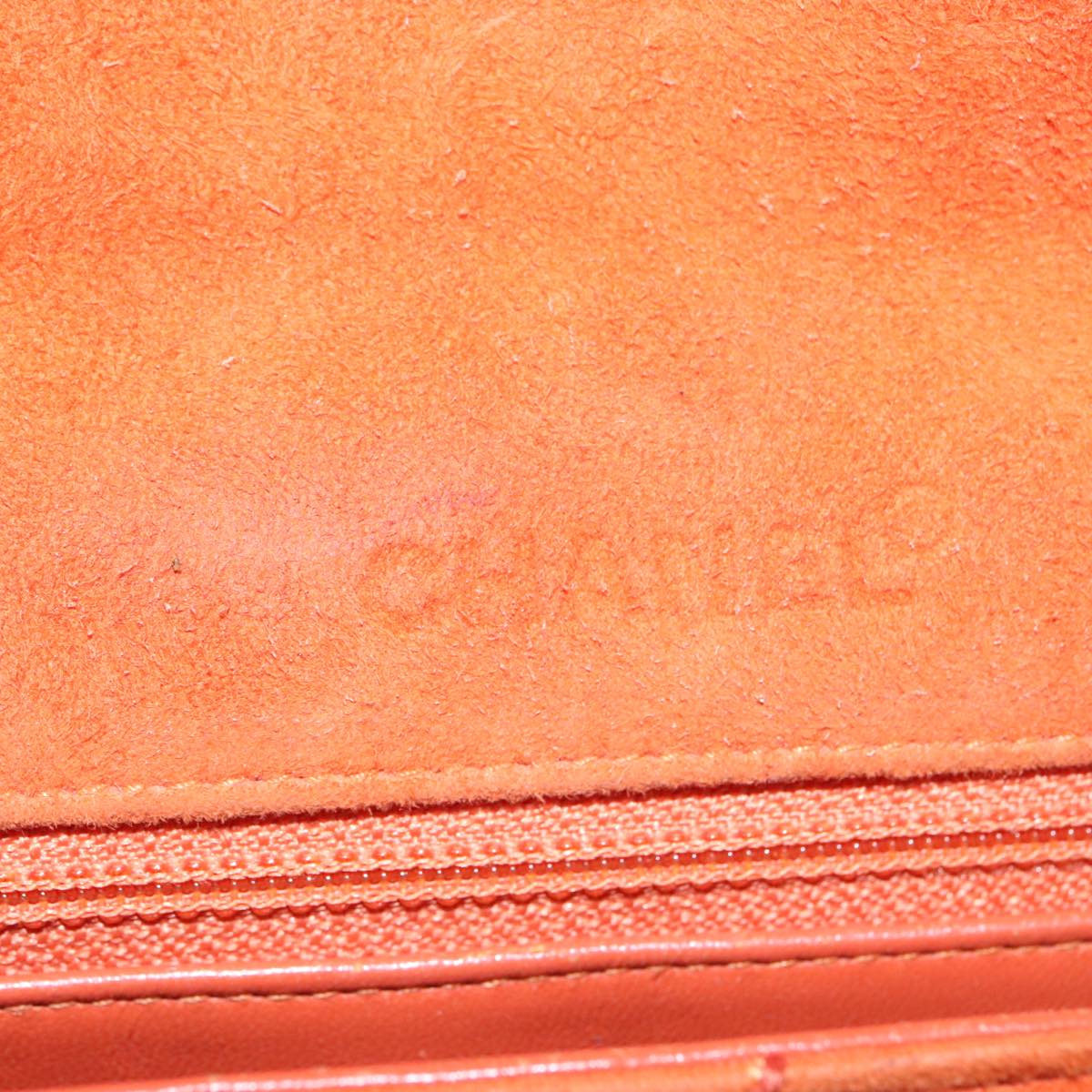 CHANEL Choco Bar Chain Shoulder Bag Suede Gold Orange CC Auth bs18325