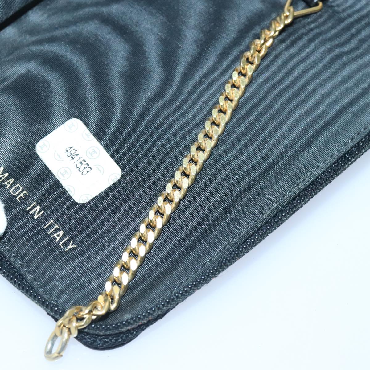 CHANEL Key Case Caviar Skin Black Gold CC Auth bs18348