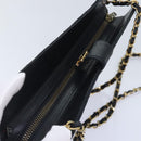 CHANEL Matelasse Chain Shoulder Bag Lamb Skin Black Gold CC Auth bs18351-11