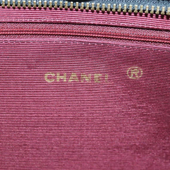 CHANEL Matelasse Chain Shoulder Bag Lamb Skin Black Gold CC Auth bs18351