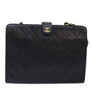 CHANEL Matelasse Chain Shoulder Bag Lamb Skin Black Gold CC Auth bs18351-13