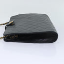 CHANEL Matelasse Chain Shoulder Bag Lamb Skin Black Gold CC Auth bs18351-3