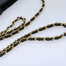CHANEL Matelasse Chain Shoulder Bag Lamb Skin Black Gold CC Auth bs18351-7