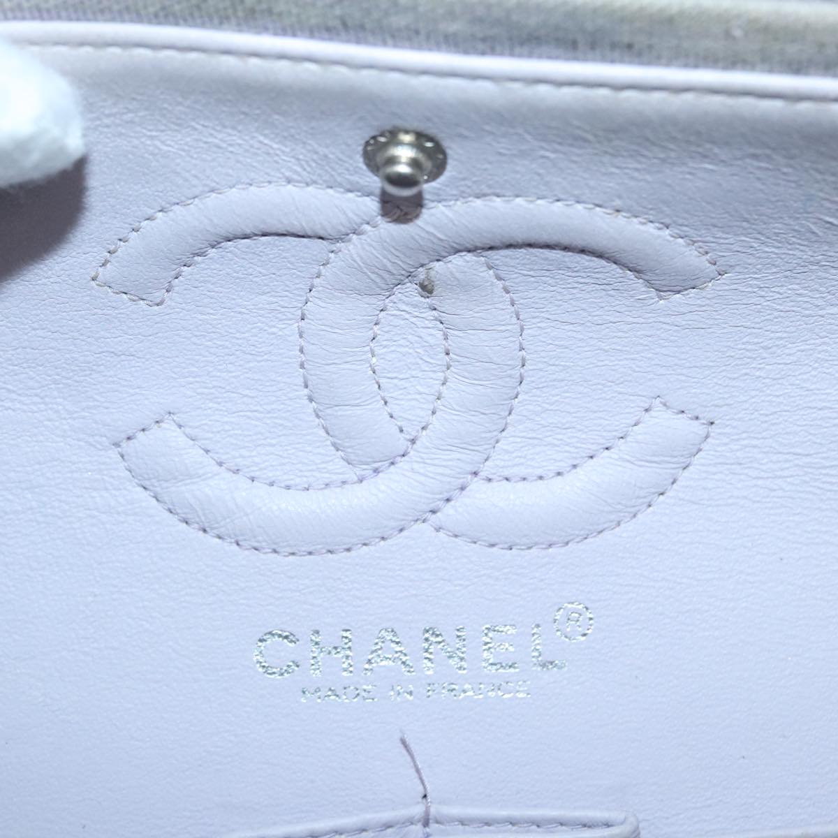 CHANEL Matelasse Chain Hand Bag Cotton Purple Silver CC Auth bs18352