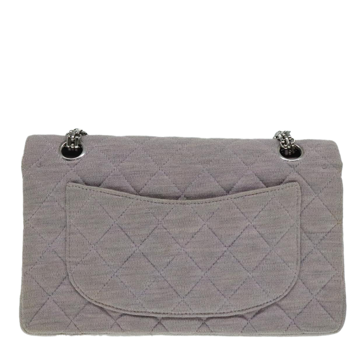 CHANEL Matelasse Chain Hand Bag Cotton Purple Silver CC Auth bs18352 - 0