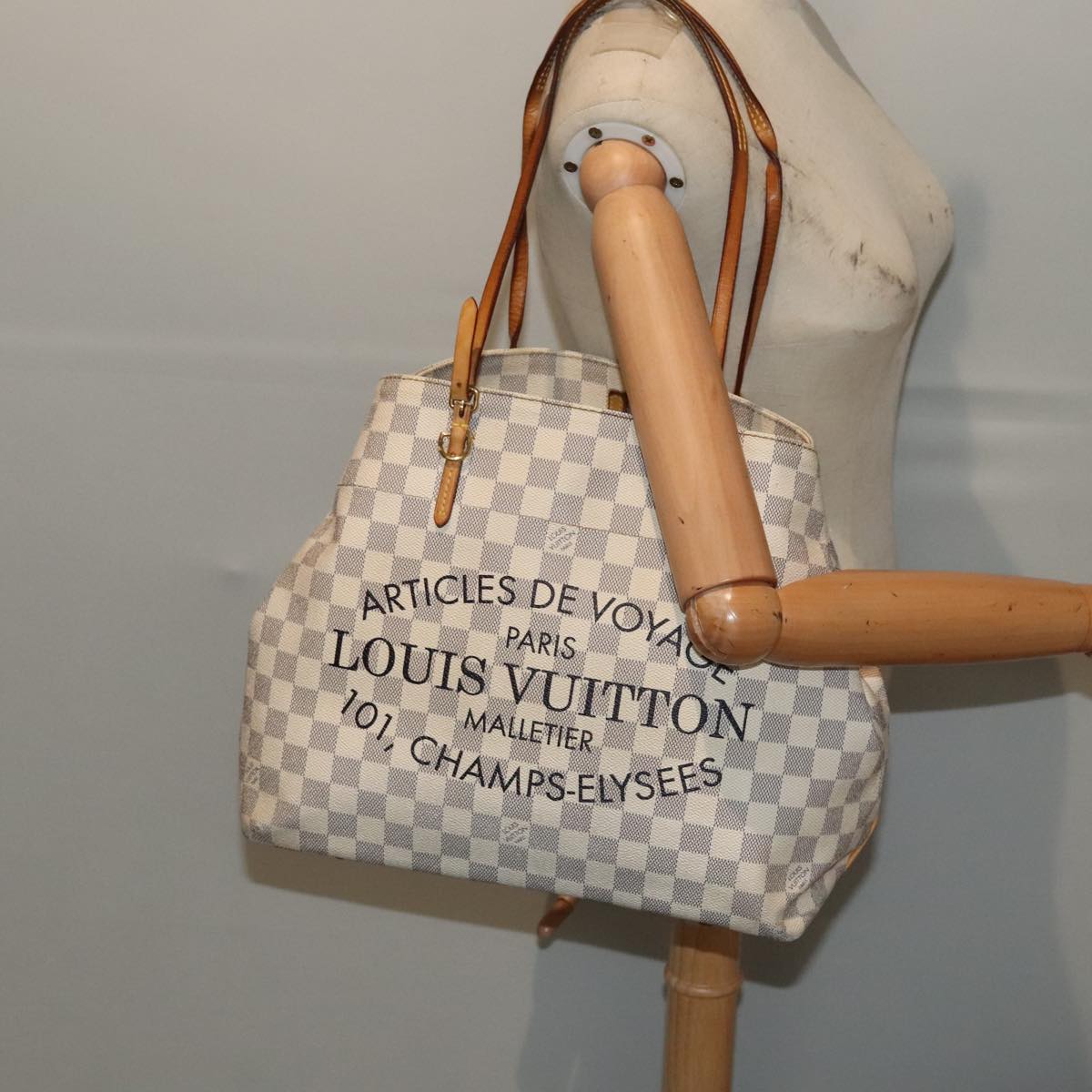 LOUIS VUITTON Damier Azur Cabas MM Shoulder Bag N41375 LV Auth bs18359