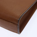 Burberrys Clutch Bag Leather Gold Brown Auth bs18366-15