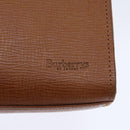 Burberrys Clutch Bag Leather Gold Brown Auth bs18366-17