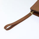 Burberrys Clutch Bag Leather Gold Brown Auth bs18366-9