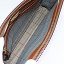 Burberrys Clutch Bag Leather Gold Brown Auth bs18366-11