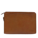 Burberrys Clutch Bag Leather Gold Brown Auth bs18366-13