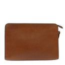 Burberrys Clutch Bag Leather Gold Brown Auth bs18366-2