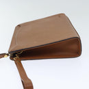 Burberrys Clutch Bag Leather Gold Brown Auth bs18366-4