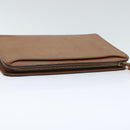 Burberrys Clutch Bag Leather Gold Brown Auth bs18366-5