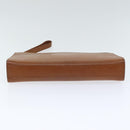 Burberrys Clutch Bag Leather Gold Brown Auth bs18366-6
