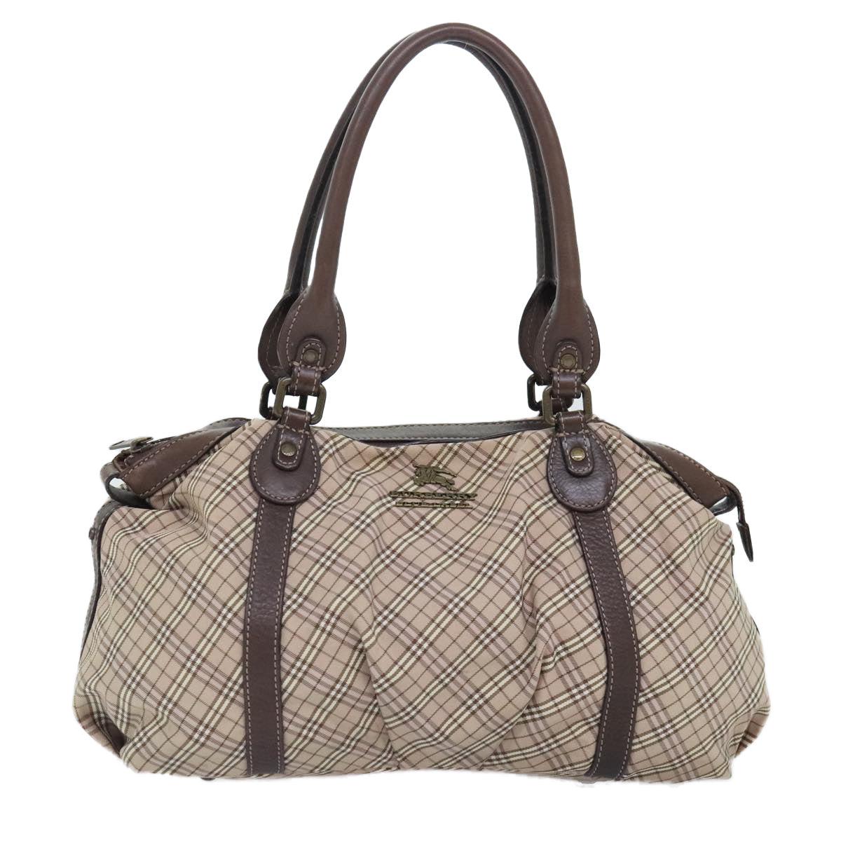 BURBERRY Nova Check Blue Label Hand Bag Canvas Beige Auth bs18367 - 0