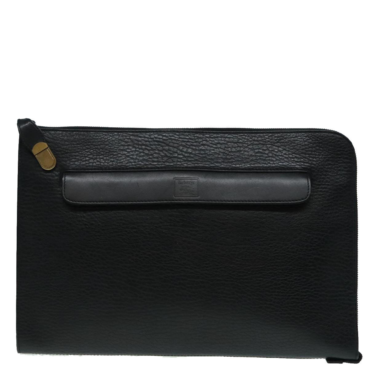 Burberrys Briefcase Leather Black Auth bs18368