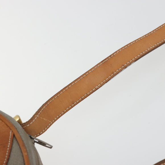 Christian Dior Shoulder Bag Leather PVC Gray Gold Auth bs18377