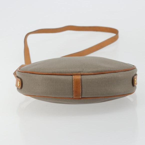 Christian Dior Shoulder Bag Leather PVC Gray Gold Auth bs18377