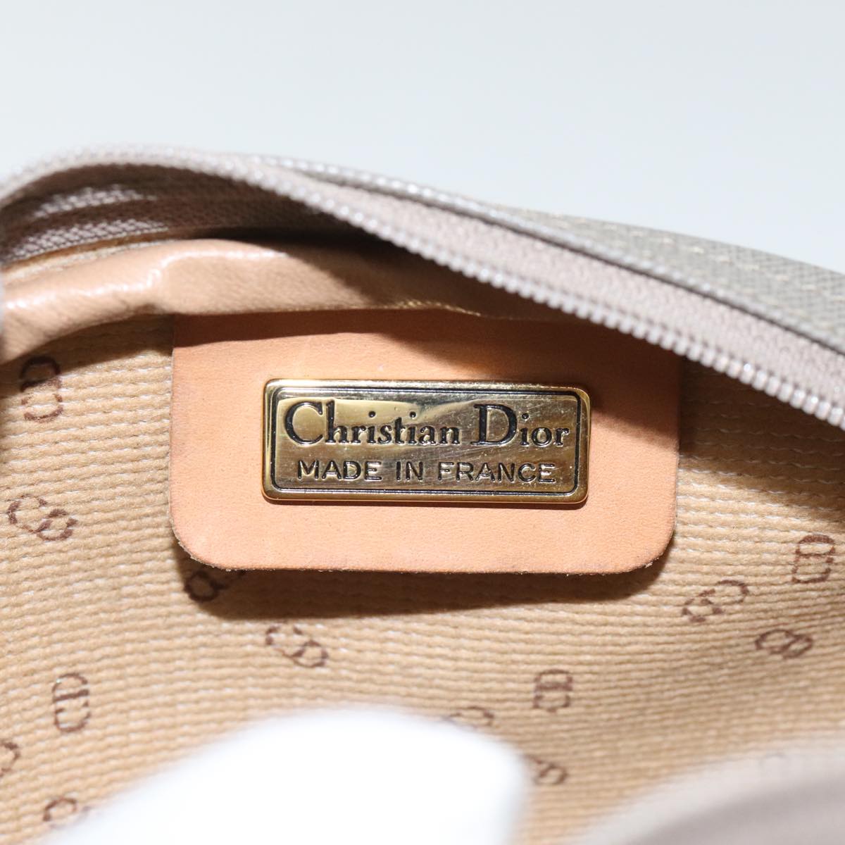 Christian Dior Shoulder Bag Leather PVC Gray Gold Auth bs18377