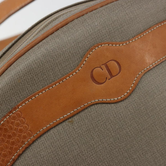 Christian Dior Shoulder Bag Leather PVC Gray Gold Auth bs18377
