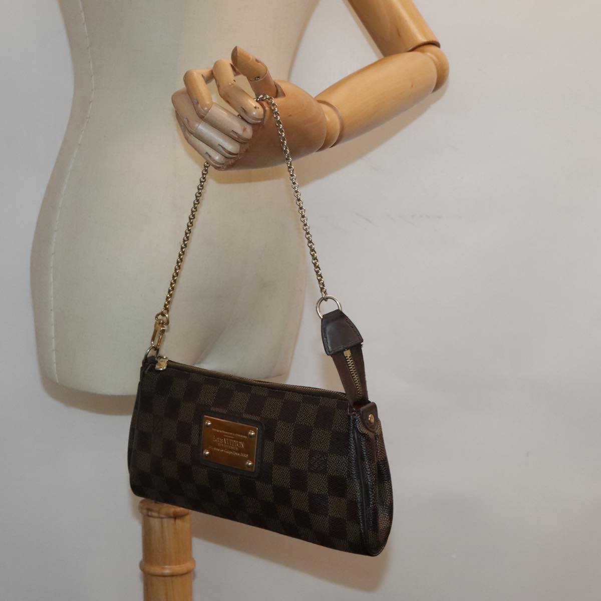 LOUIS VUITTON Damier Ebene Eva Shoulder Bag 2way N55213 LV Auth bs18378