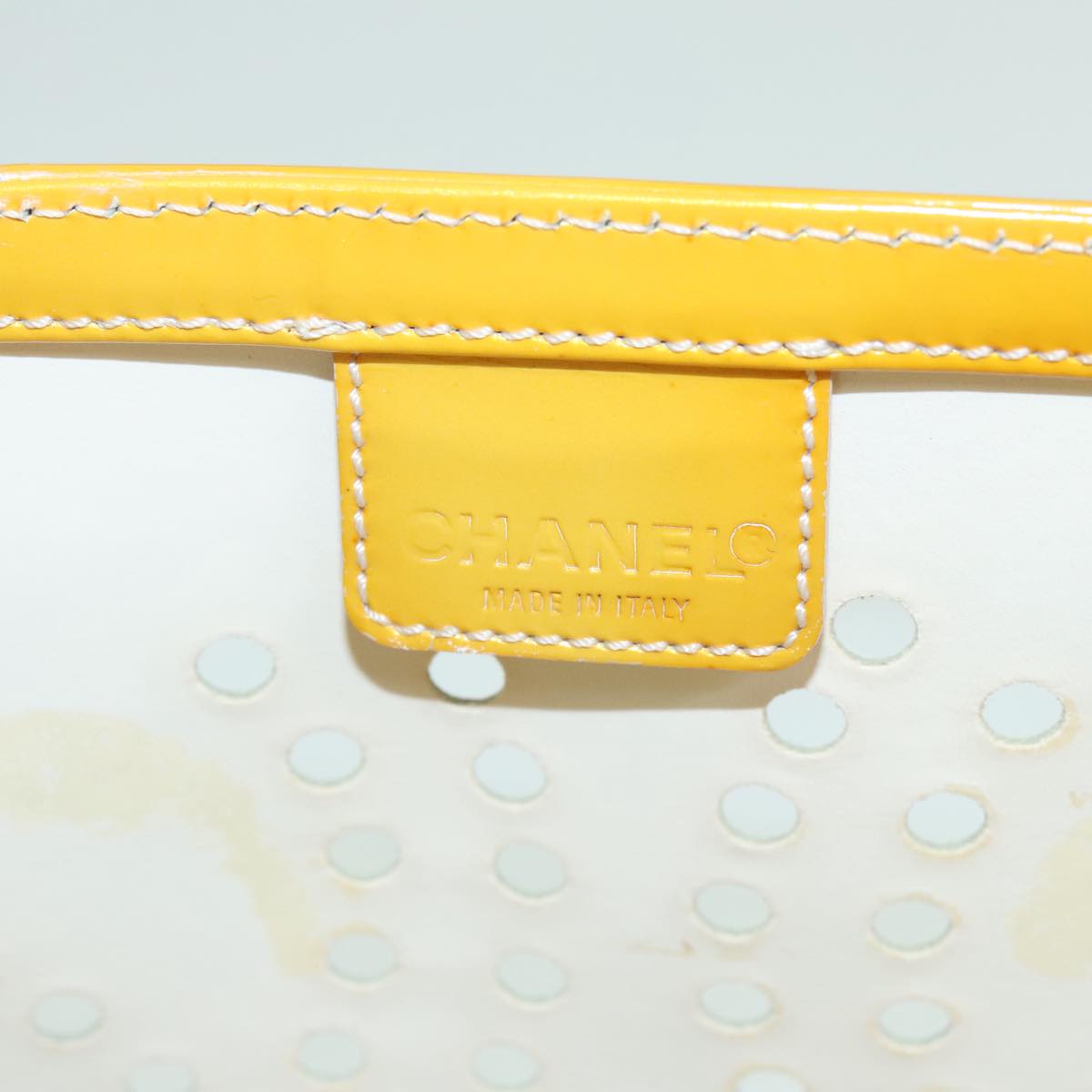 CHANEL COCO Mark Hand Bag Patent leather Yellow CC Auth bs18402