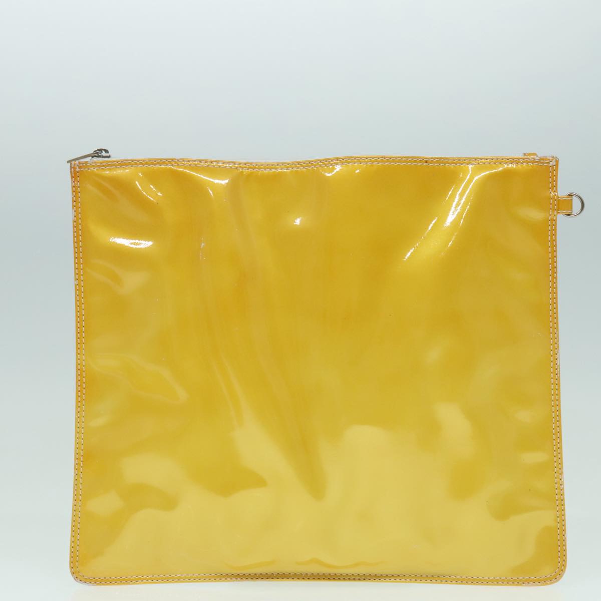 CHANEL COCO Mark Hand Bag Patent leather Yellow CC Auth bs18402