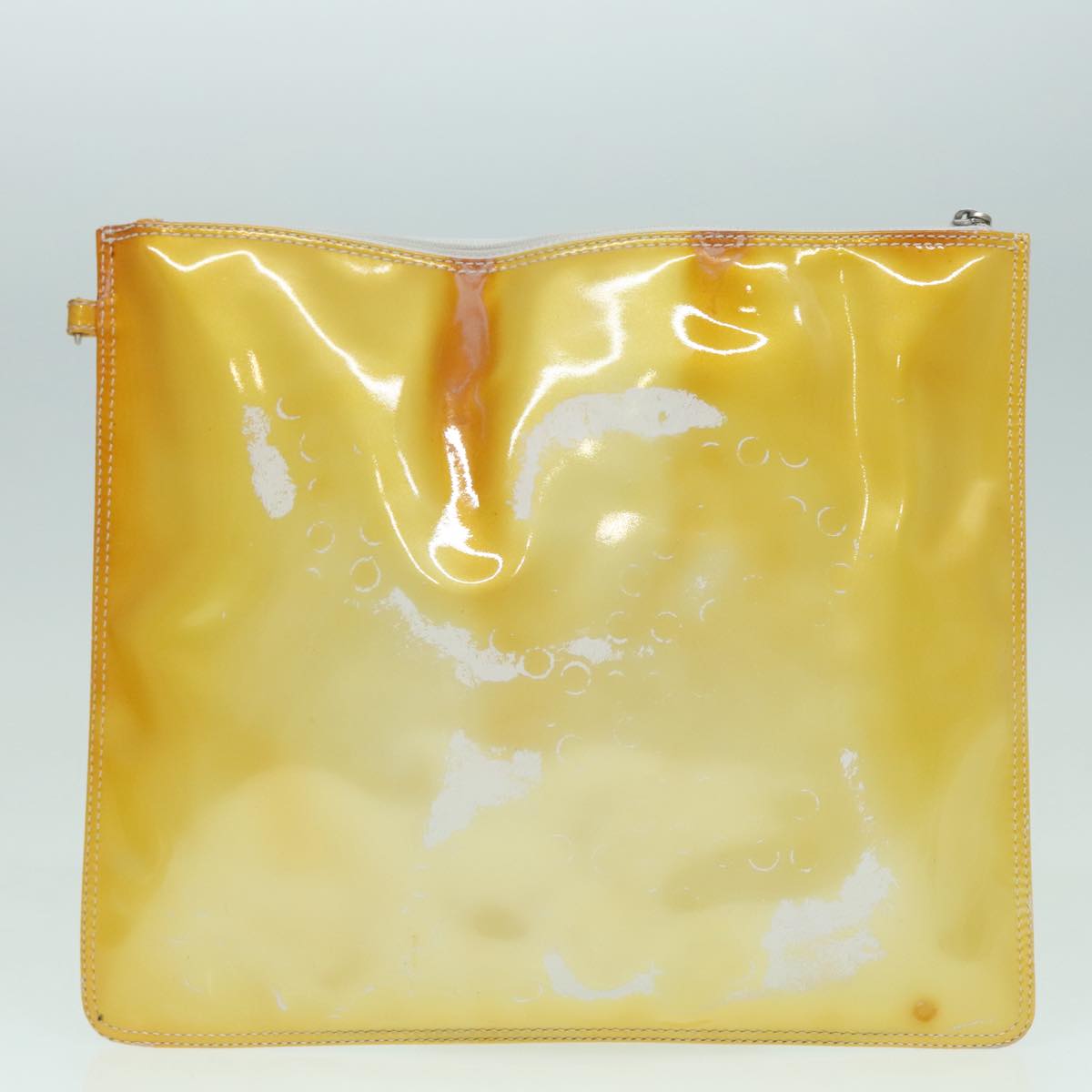 CHANEL COCO Mark Hand Bag Patent leather Yellow CC Auth bs18402