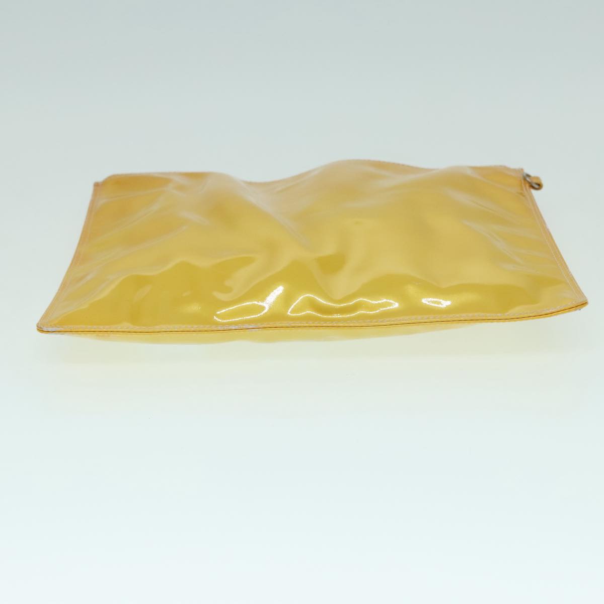 CHANEL COCO Mark Hand Bag Patent leather Yellow CC Auth bs18402