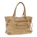 PRADA Hand Bag Leather Beige Gold Auth bs18407-1