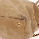 PRADA Hand Bag Leather Beige Gold Auth bs18407-14