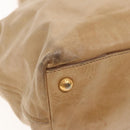 PRADA Hand Bag Leather Beige Gold Auth bs18407-9
