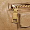 PRADA Hand Bag Leather Beige Gold Auth bs18407-17