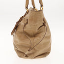 PRADA Hand Bag Leather Beige Gold Auth bs18407-4