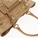 PRADA Hand Bag Leather Beige Gold Auth bs18407-6