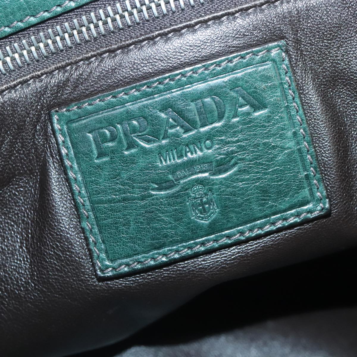 PRADA Tote Bag Leather 2way Green Auth bs18411