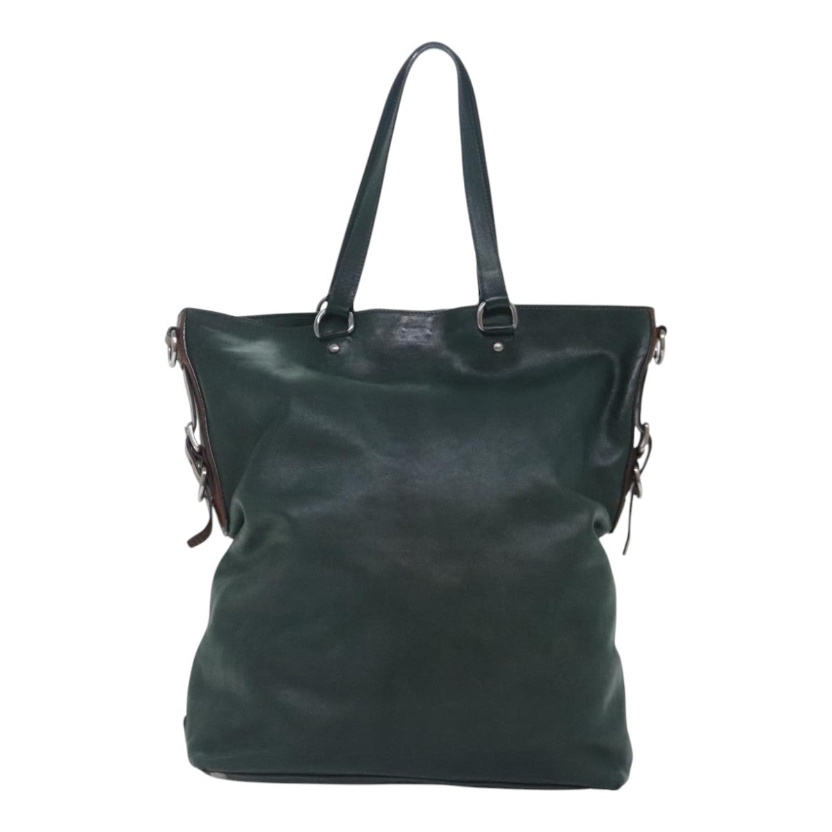 PRADA Tote Bag Leather 2way Green Auth bs18411