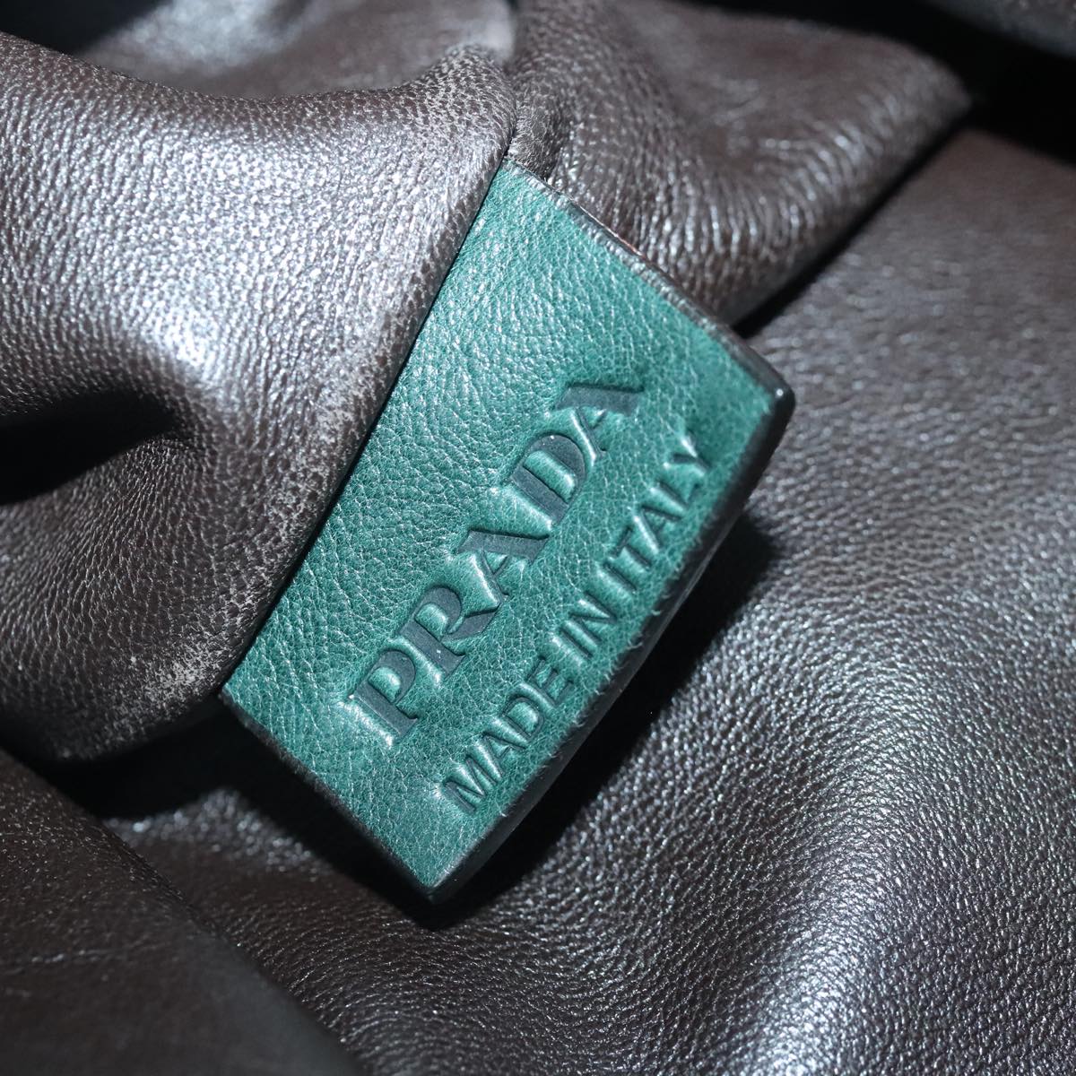 PRADA Tote Bag Leather 2way Green Auth bs18411