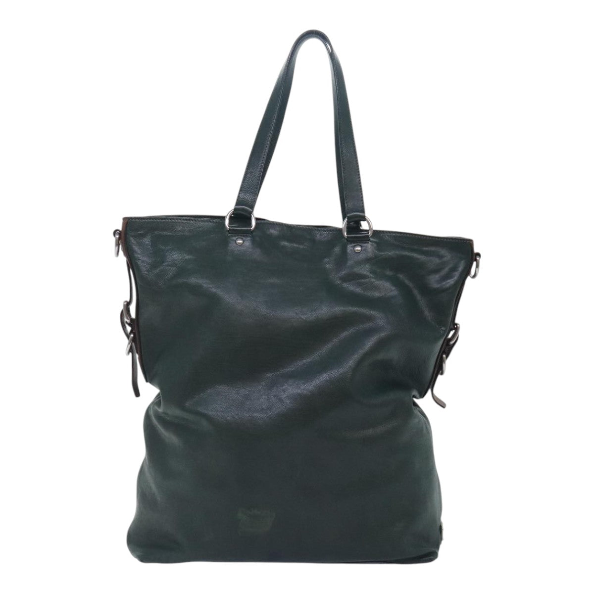 PRADA Tote Bag Leather 2way Green Auth bs18411 - 0