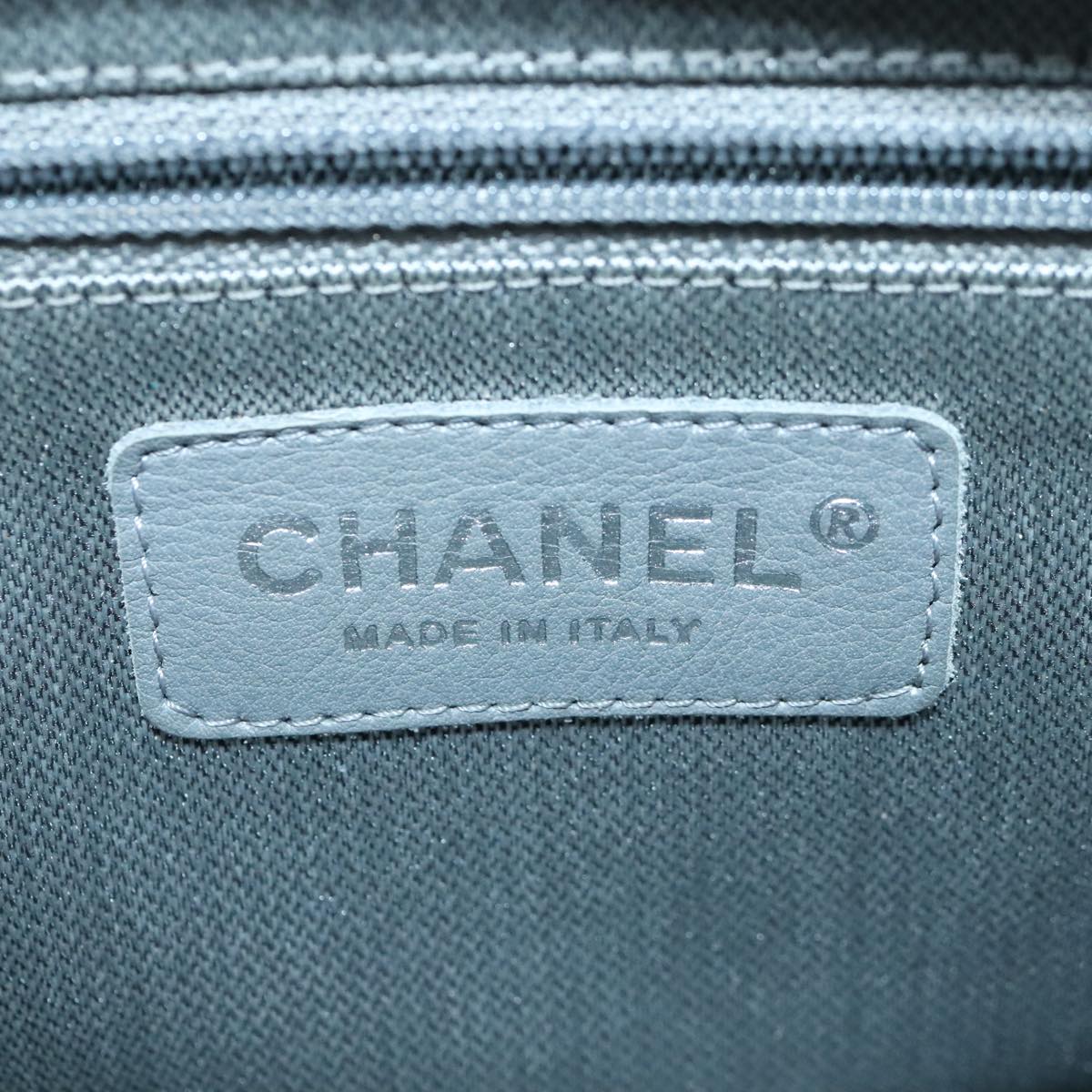 CHANEL Chain Shoulder Bag Leather Silver Black CC Auth bs18415