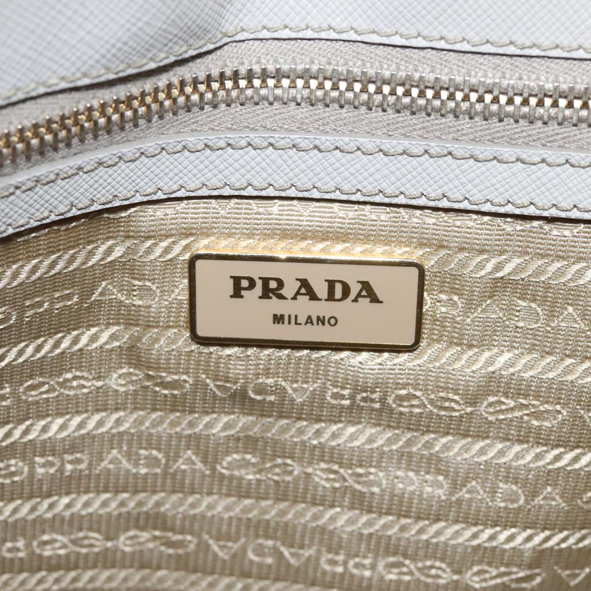 PRADA Galleria Hand Bag Safiano leather Gray Gold Auth bs18424