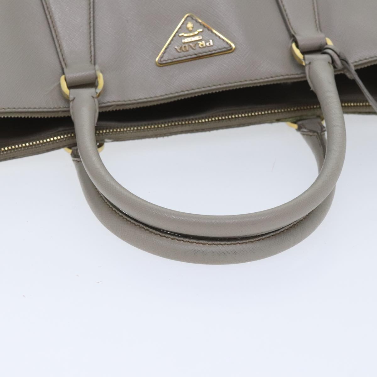 PRADA Galleria Hand Bag Safiano leather Gray Gold Auth bs18424