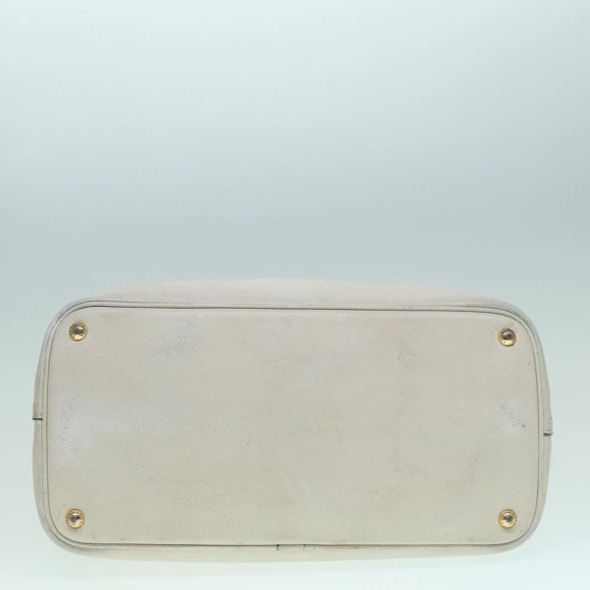 PRADA Safiano leather Hand Bag White Auth bs18431