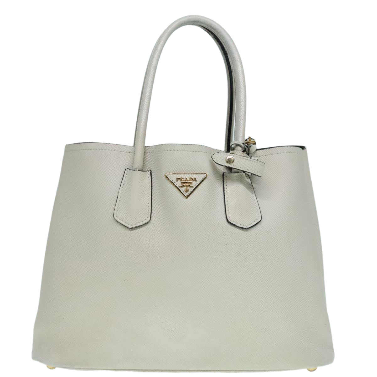 PRADA Safiano leather Hand Bag White Auth bs18431 - 0