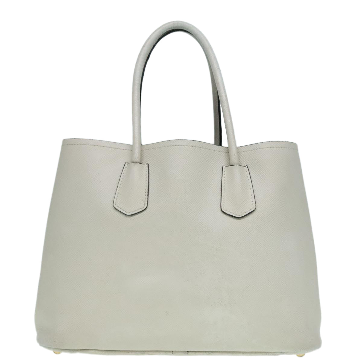 PRADA Safiano leather Hand Bag White Auth bs18431