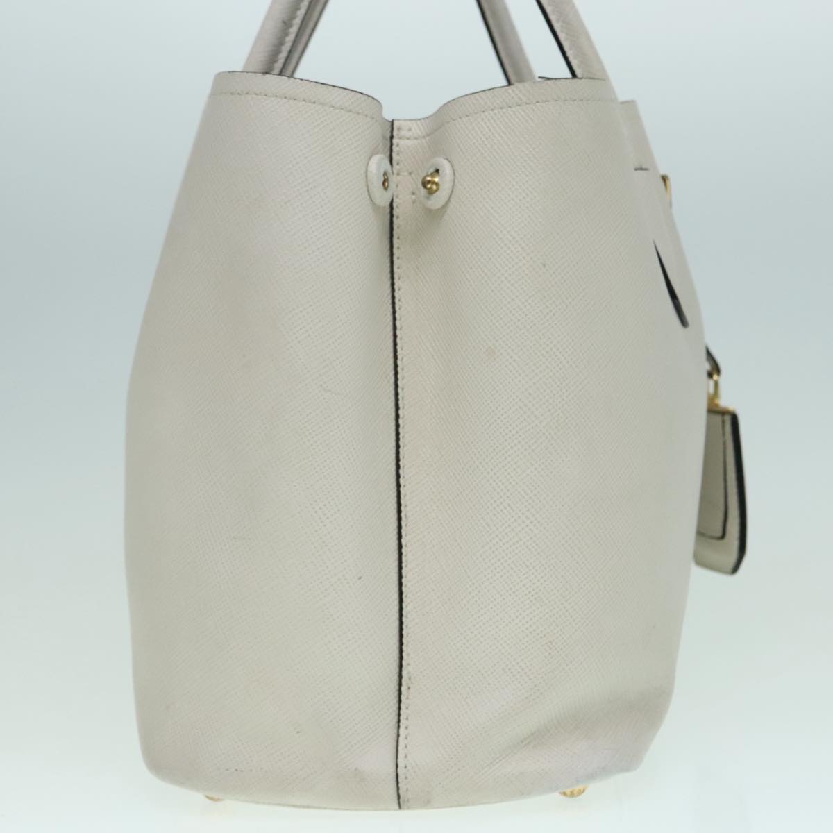 PRADA Safiano leather Hand Bag White Auth bs18431