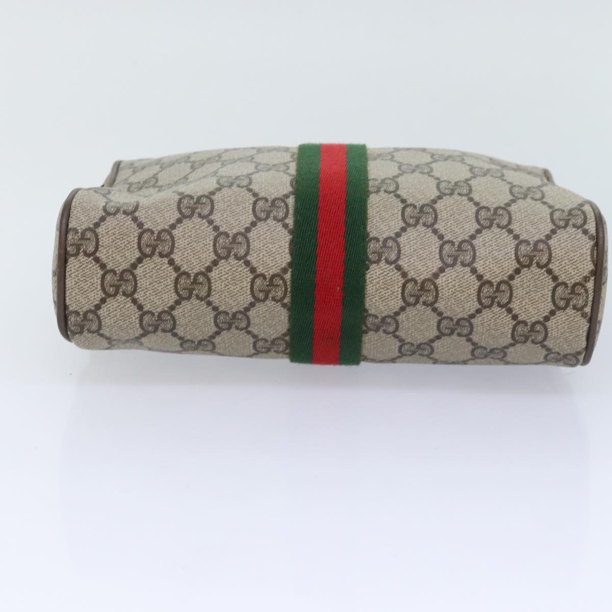 GUCCI GG Supreme Web Sherry Line Clutch Bag PVC Beige Red 89 01 012 Auth bs18432